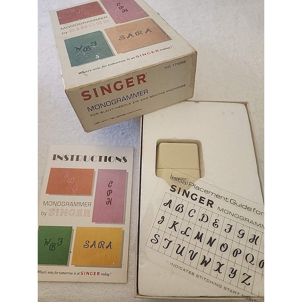 VTG Singer Monogrammer #171256 Slant Sewing Machine 750 series LETTER SET whole - Picture 10 of 10